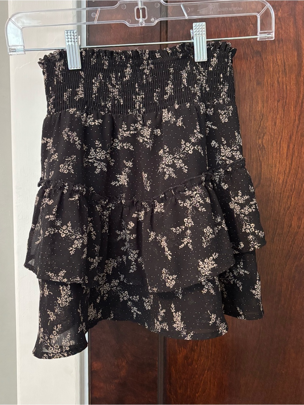 Altar’d State Skirt XS Mini Short Tiered Floral Black Gauzy Feminine Miniskirt